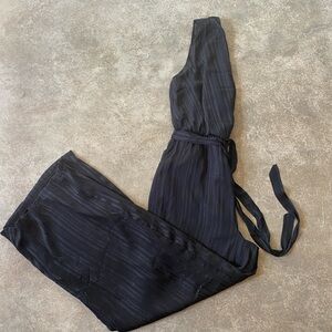 Lulu's Midnight Black Jumpsuit Cross-front Onesie